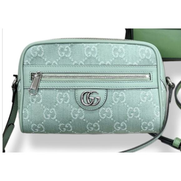 Gucci Ophidia Mini Paille Green GG Supreme Canvas Leather Shoulder Bag - Picture 4 of 4